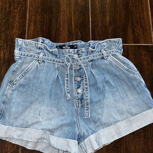 Abercrombie and Fitch/ Hollister Blue Jean Shorts with Paper-Bag Waist